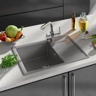 Кухонная мойка LEMARK IMANDRA 640 врезная прямоугольная с крылом из кварцгранита