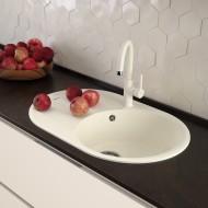 Кухонная мойка LEMARK LACHA 760 врезная овальная с крылом из кварцгранита