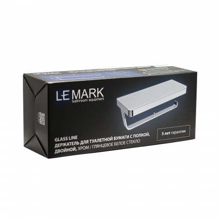 LEMARK | Двойной держатель для туалетной бумаги LEMARK GLASS LINE с полкой, хром/белое стекло LEMARK | Двойной держатель для туалетной бумаги LEMARK GLASS LINE с полкой, хром/белое стекло