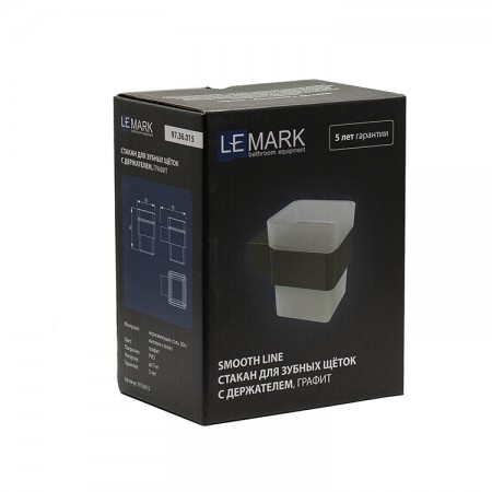 LEMARK | Стакан для зубных щёток LEMARK SMOOTH LINE с держателем, графит LEMARK | Стакан для зубных щёток LEMARK SMOOTH LINE с держателем, графит