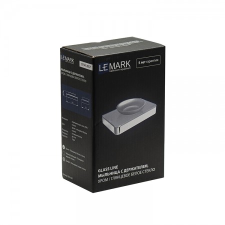 LEMARK | Мыльница LEMARK GLASS LINE с держателем, хром/белое стекло LEMARK | Мыльница LEMARK GLASS LINE с держателем, хром/белое стекло