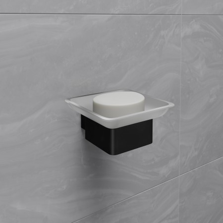 LEMARK | Мыльница LEMARK SMOOTH LINE с держателем, чёрный матовый LEMARK | Мыльница LEMARK SMOOTH LINE с держателем, чёрный матовый