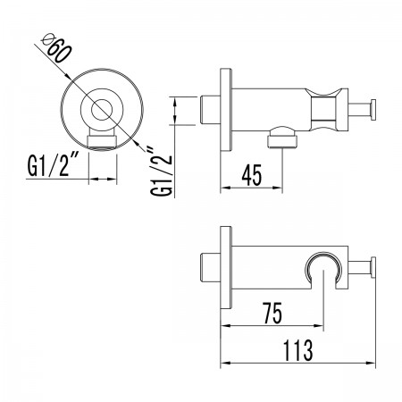 Подключение для душевого шланга LEMARK LM3785GM с креплением для лейки Подключение для душевого шланга LEMARK LM3785GM с креплением для лейки