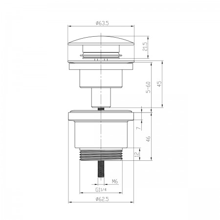 Донный клапан LEMARK LM8500B универсальный, графит Донный клапан LEMARK LM8500B универсальный, графит