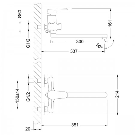 Смеситель LEMARK Point LM0351C универсальный Смеситель LEMARK Point LM0351C универсальный