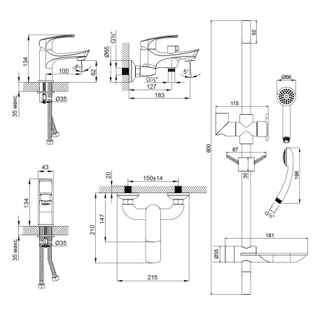 Комплект смесителей LEMARK Plus Shape LM1780C Комплект смесителей LEMARK Plus Shape LM1780C