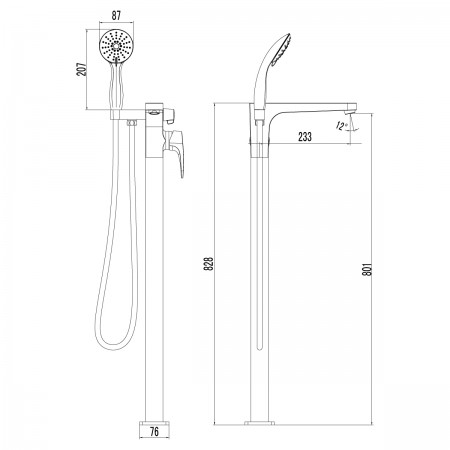 Смеситель LEMARK Shift LM4344C для ванны, напольный Смеситель LEMARK Shift LM4344C для ванны, напольный