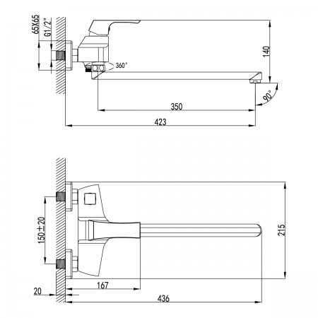 Смеситель LEMARK Unit LM4517C универсальный Смеситель LEMARK Unit LM4517C универсальный