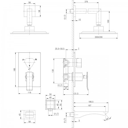 Смеситель LEMARK Contest LM5822CW для ванны и душа, встраиваемый Смеситель LEMARK Contest LM5822CW для ванны и душа, встраиваемый