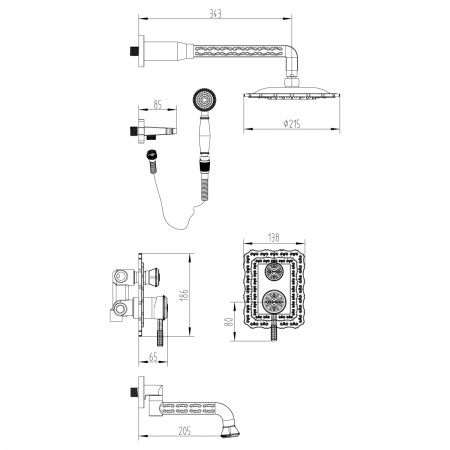 Смеситель LEMARK Jasmine LM6622B для ванны и душа, встраиваемый Смеситель LEMARK Jasmine LM6622B для ванны и душа, встраиваемый