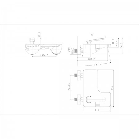 Смеситель LEMARK Bellario LM6802C для ванны Смеситель LEMARK Bellario LM6802C для ванны