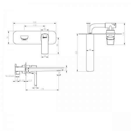 Смеситель LEMARK Ursus LM7226BL для раковины, встраиваемый Смеситель LEMARK Ursus LM7226BL для раковины, встраиваемый