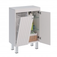 Шкаф LEMARK ROMANCE 60 см подвесной/напольный, с откидной корзиной для белья, цвет корпуса, фасада: Белый глянец