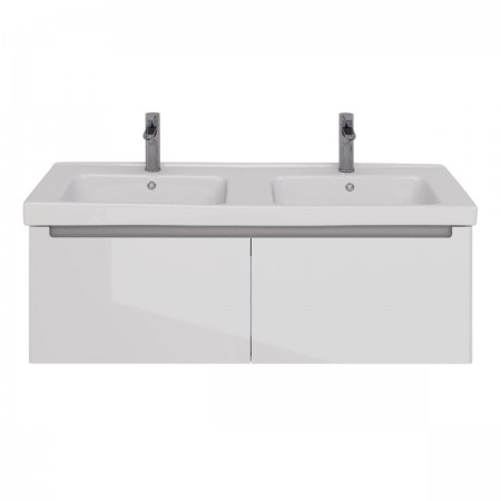 Тумба LEMARK BUNO MINI 125 см под 2 раковины, подвесная, 2 ящика, цвет корпуса, фасада: Белый глянец Тумба LEMARK BUNO MINI 125 см под 2 раковины, подвесная, 2 ящика, цвет корпуса, фасада: Белый глянец