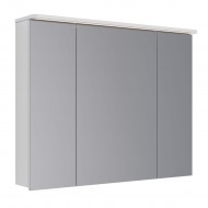 Шкаф зеркальный LEMARK ZENON 100х80 см 3-х дверный, с козырьком-подсветкой, с розеткой, цвет корпуса: Белый глянец