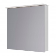 Шкаф зеркальный LEMARK ZENON 80х80 см 2-х дверный, с козырьком-подсветкой, с розеткой, цвет корпуса: Белый глянец