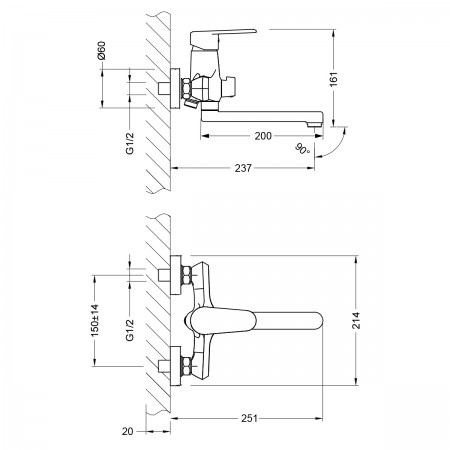 Смеситель LEMARK Point LM0317C универсальный Смеситель LEMARK Point LM0317C универсальный
